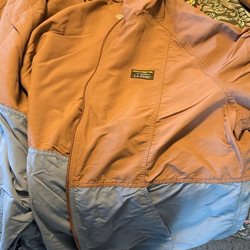 L.L. Bean Two-Tone Tan and Blue windbreaker, L.L. Bean Jacket